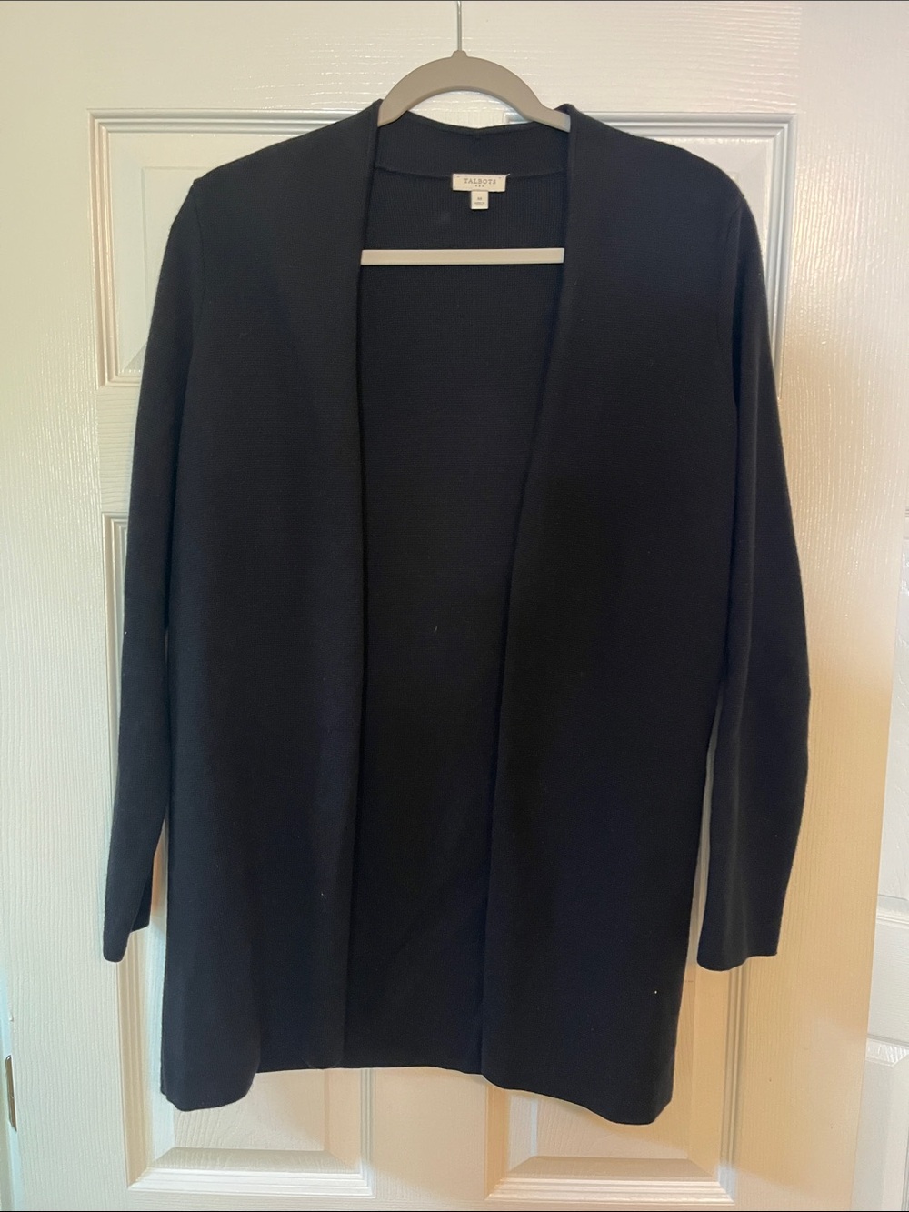 Talbots Black Open-Front Long Cardigan